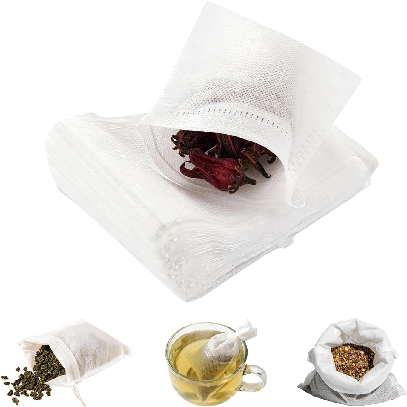 Multi-Functional 3×4 Inch Muslin Drawstring Tea Bags – Ideal for All Beverages