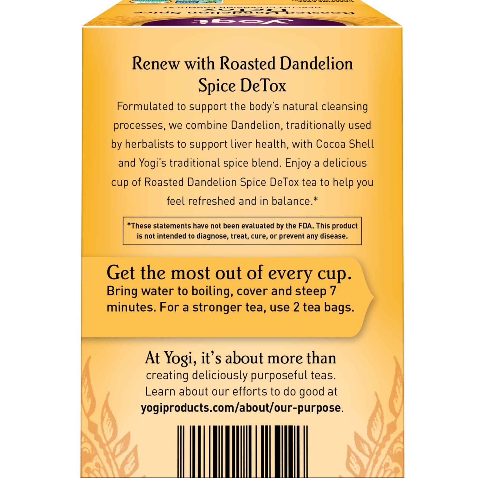 Yogi Tea – Roasted Dandelion Spice DeTox – 6 Pack, 96 Tea Bags