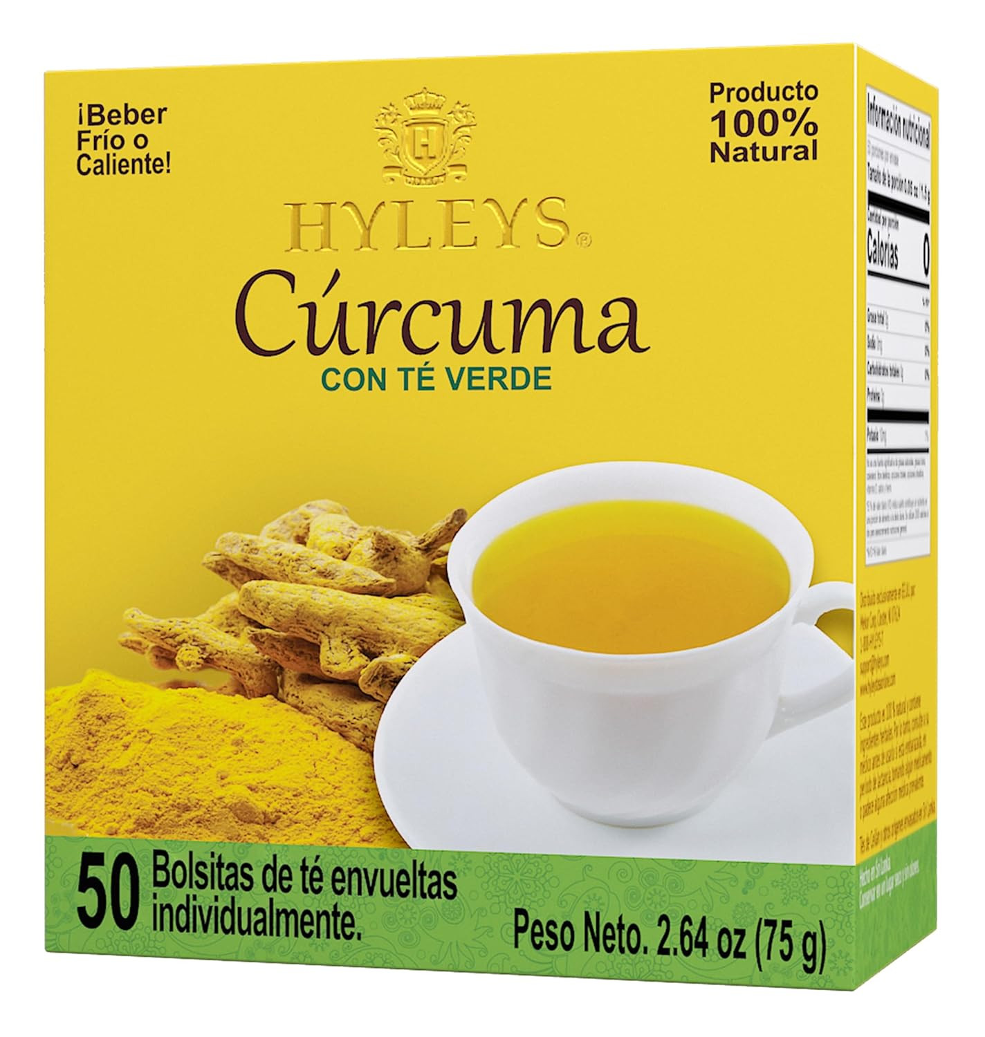 Turmeric Green Tea – Green Tea with Turmeric Root – Herbal Tea Bags – 50 Individ