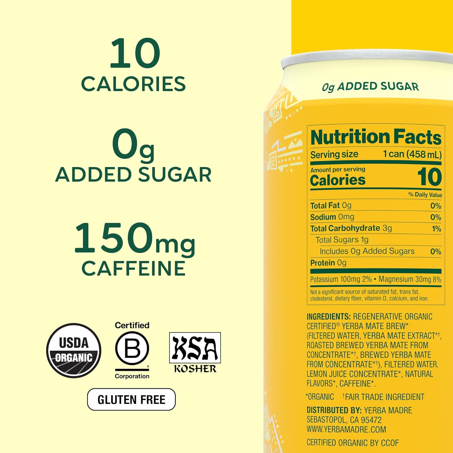 Yerba Madre Organic Yerba Mate, Energy Drink Alternative, Unsweetened Original Y