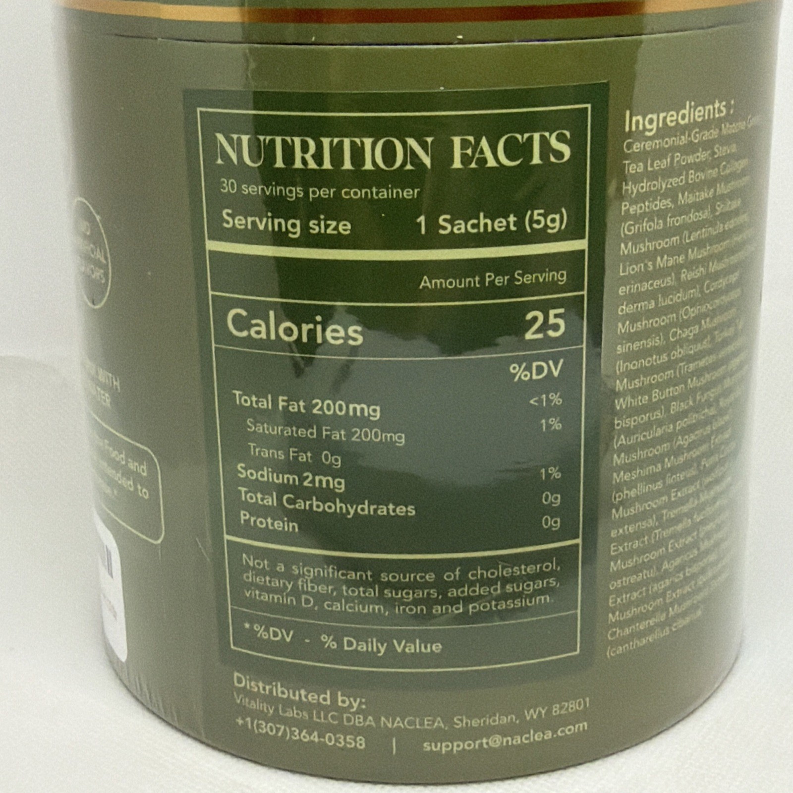 Naclea Mushroom Matcha Drink Mix Powder Sugar Free Japanese Ceremonial Green Tea