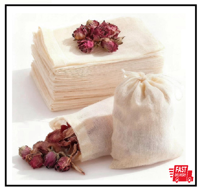 60Pcs Reusable Tea Bags for Loose Leaf Tea, 3x4inch Sachet Bags Empty, Unbleache