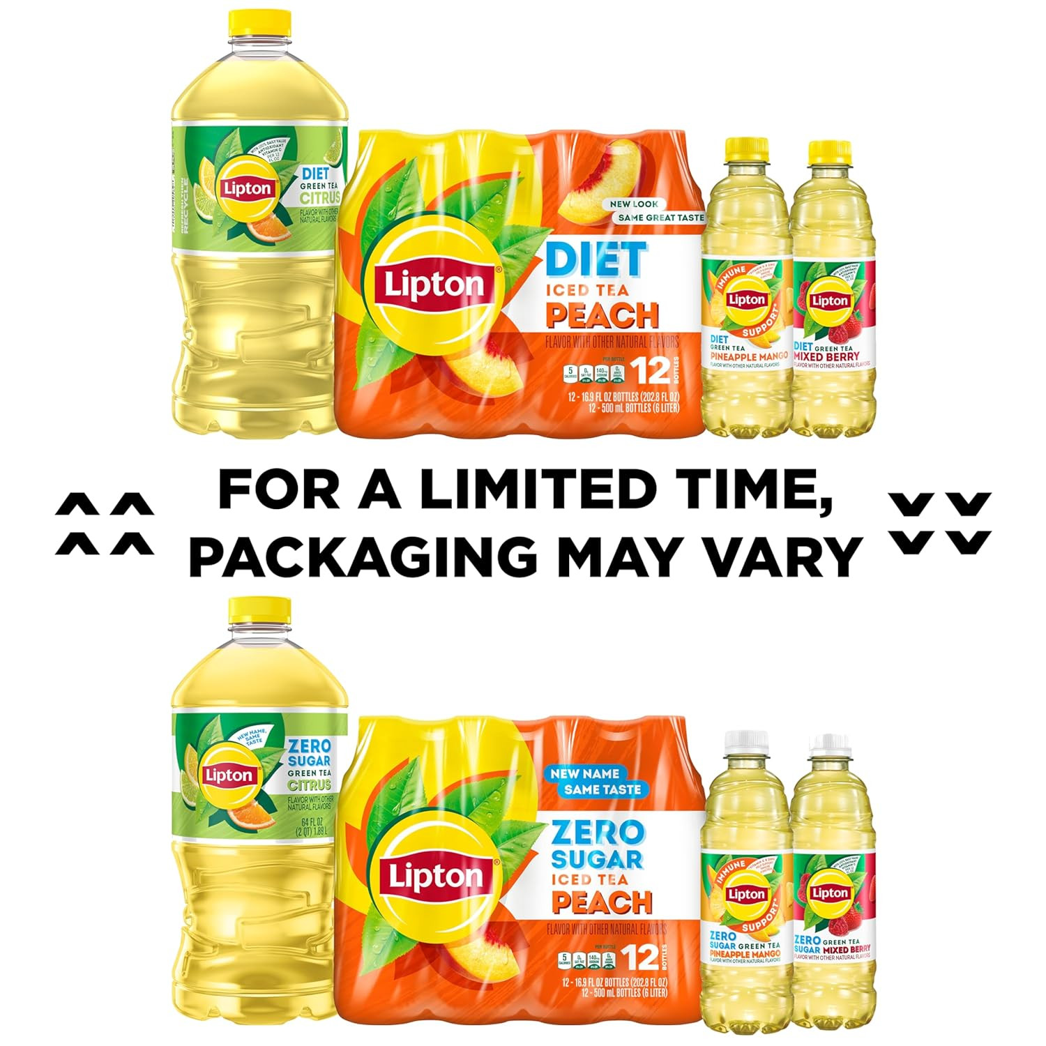 Lipton Zero Sugar Iced Tea, Peach, 16.9 Fl Oz Bottles, (12 Pack)