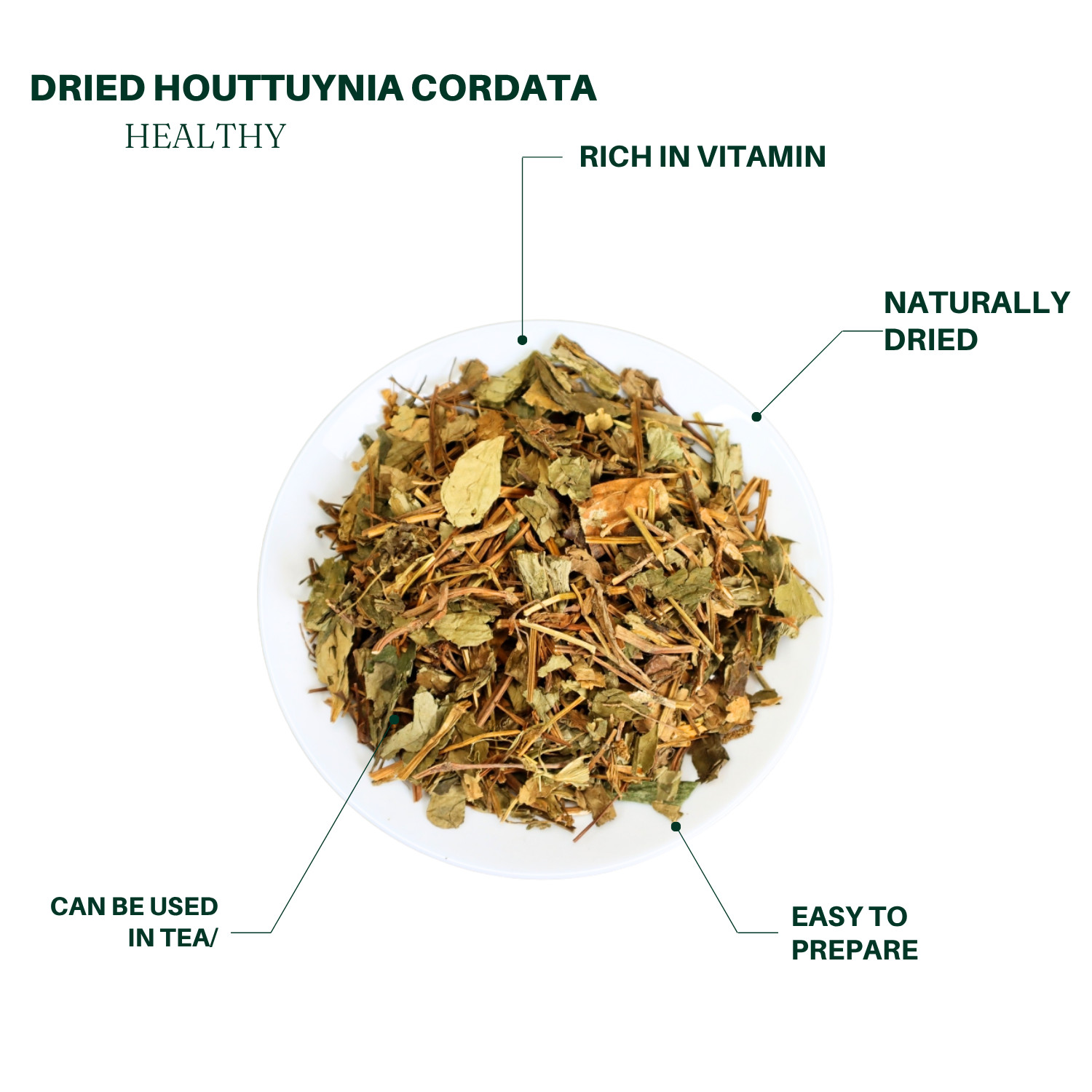 Dried Houttuynia Cordata, Chinese herbal tea, 3oz, Pack in USA 九龍堂 鱼腥草 鱼腥草茶 养生茶