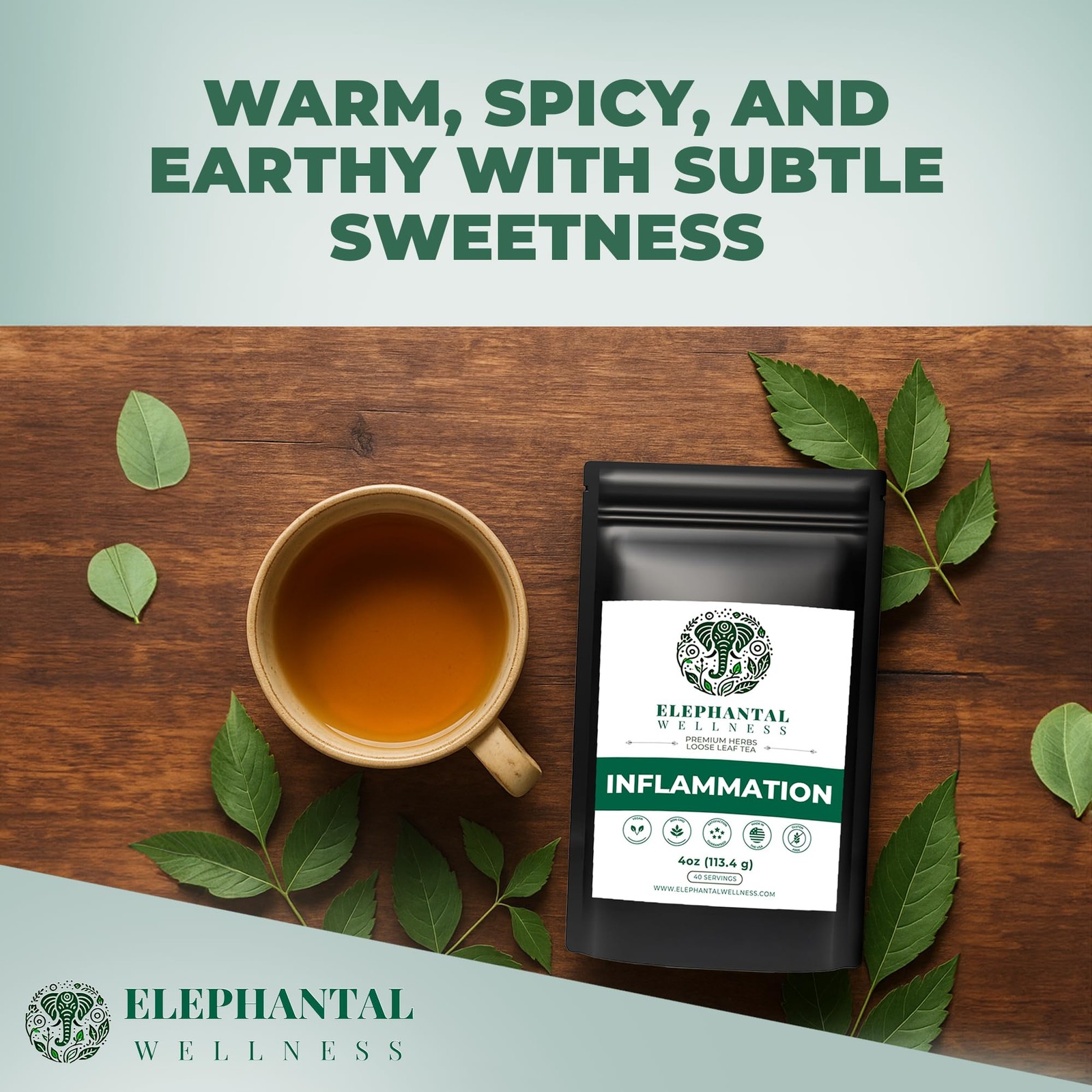 Elephantal Wellness Premium Inflammation Herbal Tea | Comfort & Mobility Blen…