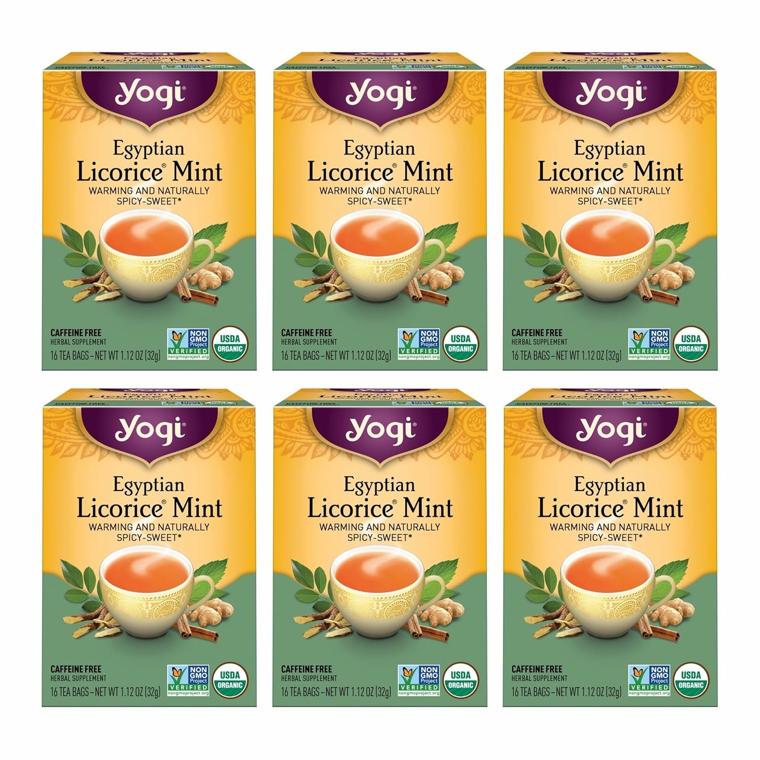 Yogi Egyptian Licorice Mint Tea 6 Pack 16 Bags