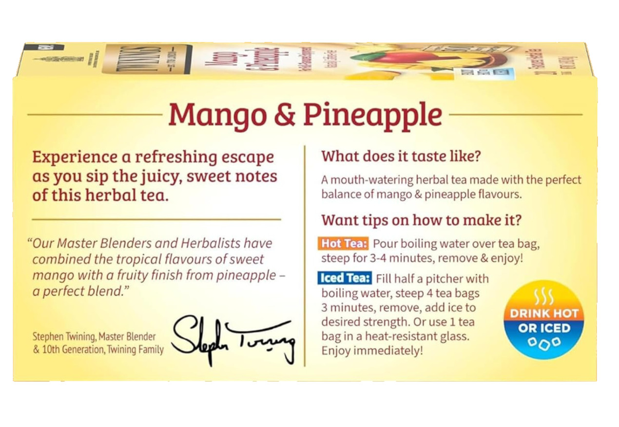 TWININGS Mango & Pineapple Herbal Tea 20 Tea Bags