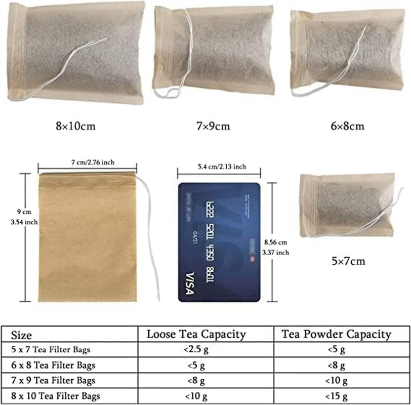 600 Pcs Disposable Tea Filter Bags for Loose Tea Unbleached Paper 2.76″ X 3.54″