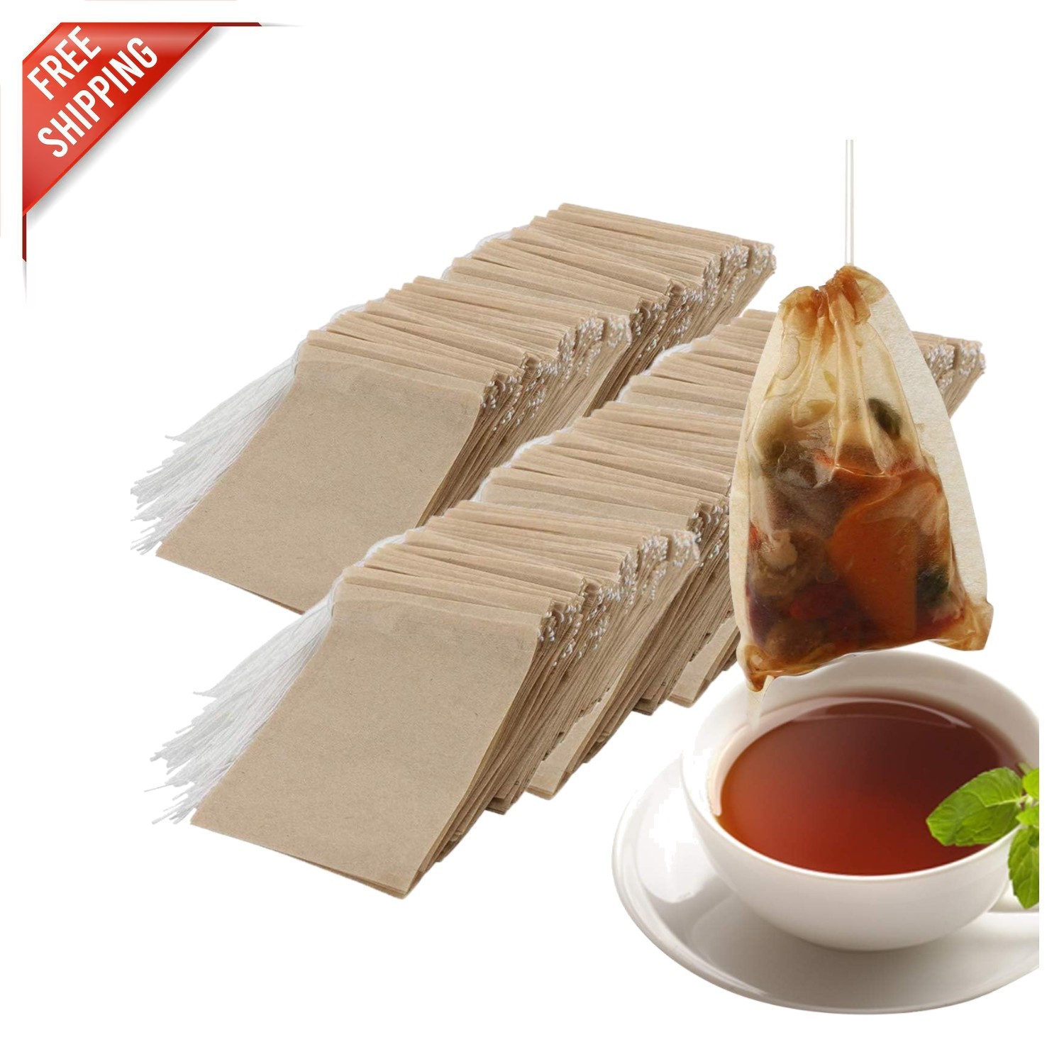 Versatile 600 Pack of Natural Disposable Tea Bags for Loose Leaf Tea Brewing
