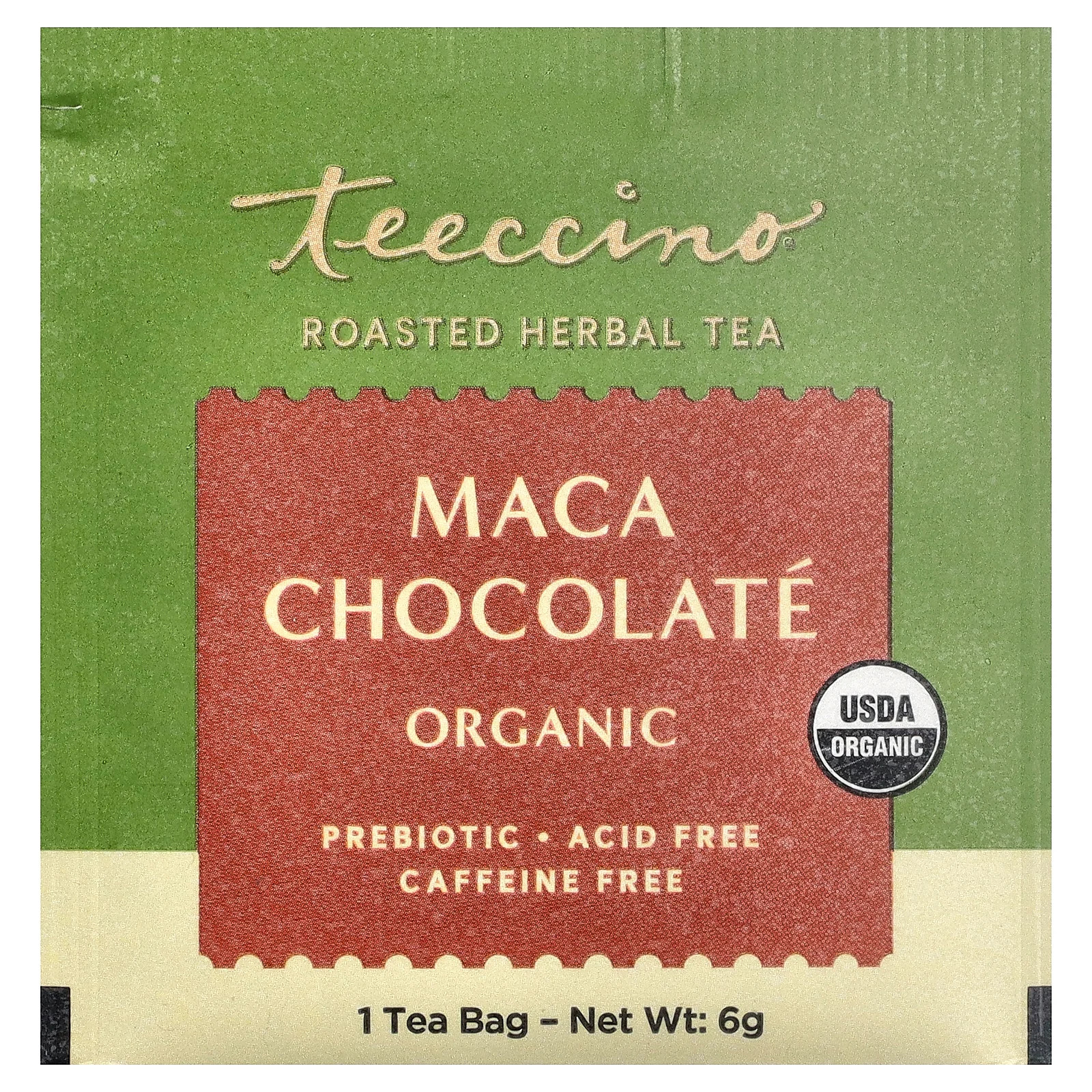 Organic Roasted Herbal Tea, Maca Chocolate, Caffeine Free, 25 Tea Bags, 5.3 oz