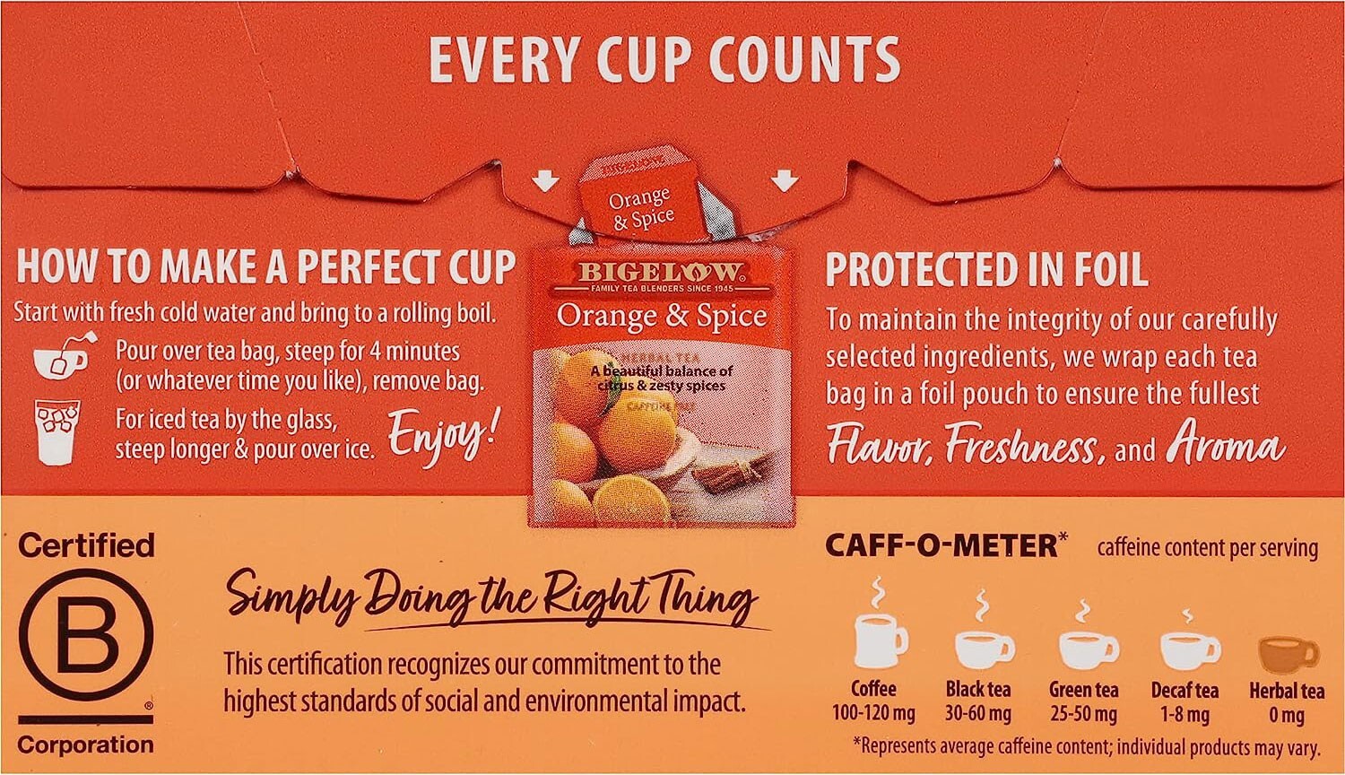 Bigelow Orange & Spice Herbal Tea – 20 tea bags