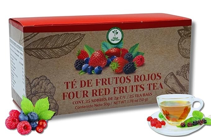 Frutos Rojos Te (Red Fruits Tea) – 100% Natural, Vegan | 25 Tea Bags