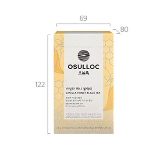 OSULLOC Vanilla Honey Black Tea Bags 2g 20 Bags 1 Pack