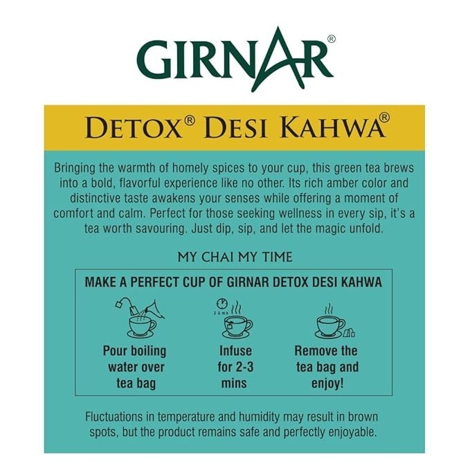 Girnar Kahwa Green Tea 36 Bags 90g Herbal Spiced Detox Tea