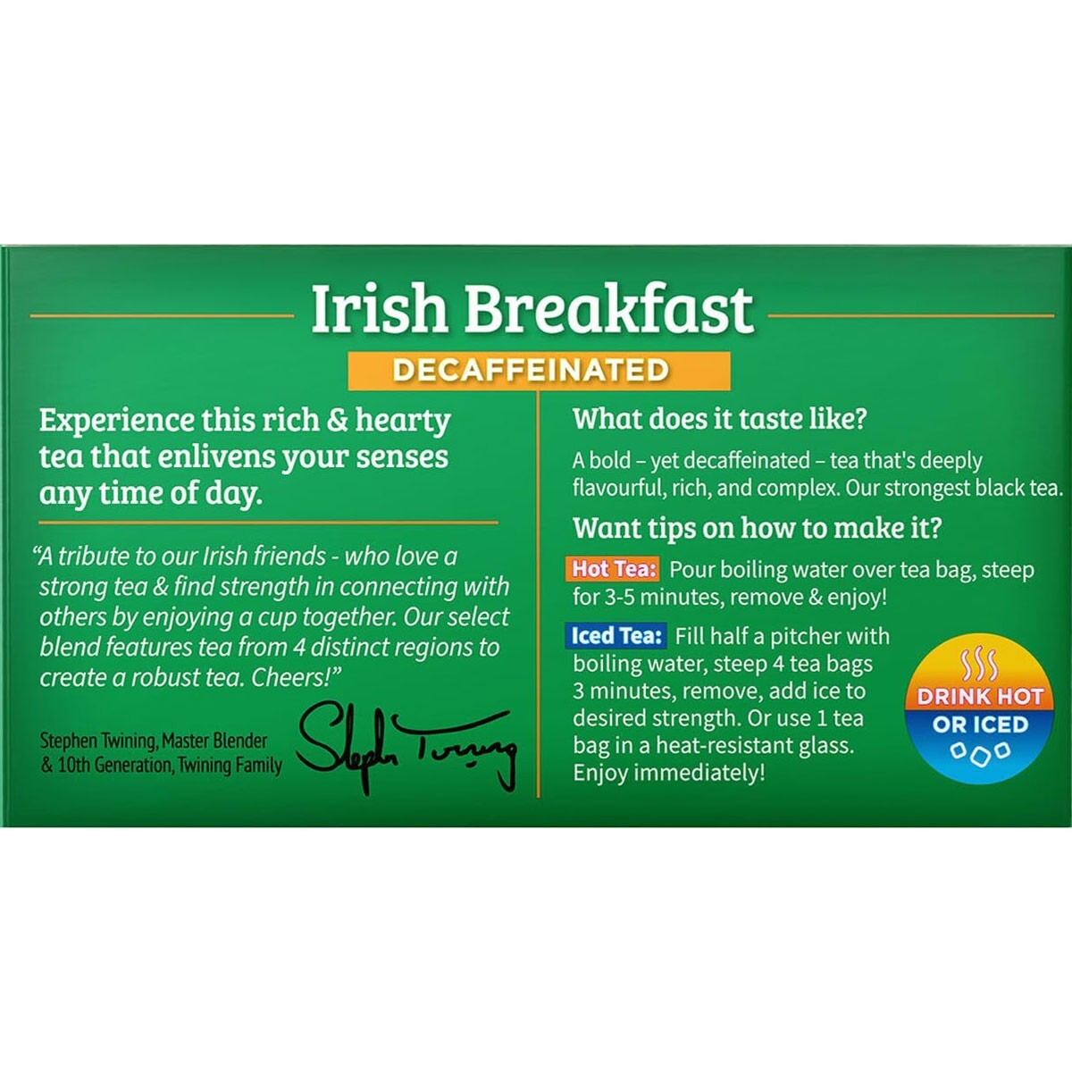 Twinings Decaffeinated Irish Breakfast Black Tea – 20 tea bags (Pack of 4)