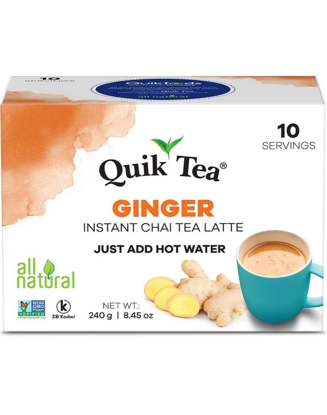 Quiktea Ginger Chai Tea Latte – 20 Count (2 Boxes of 10 Each) – Free Shipping