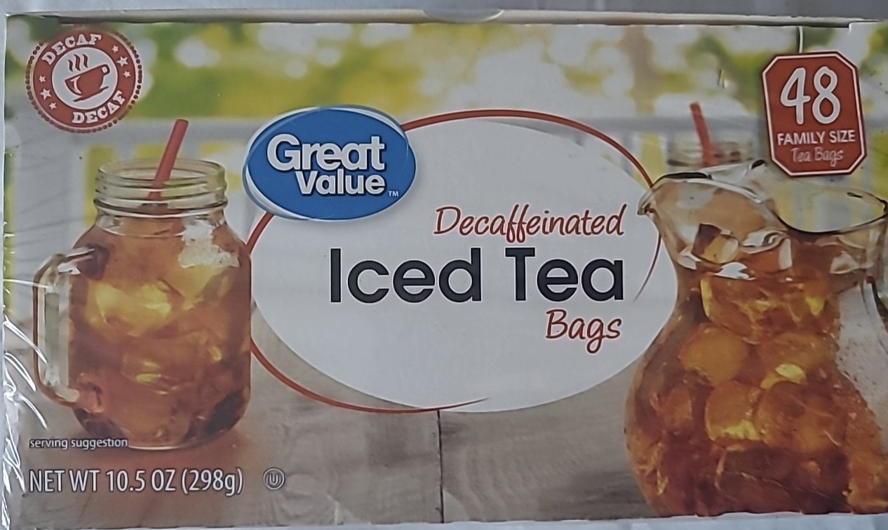 Great Value Decaffeinated Iced Tea, Tea Bags, 48 Ct,New