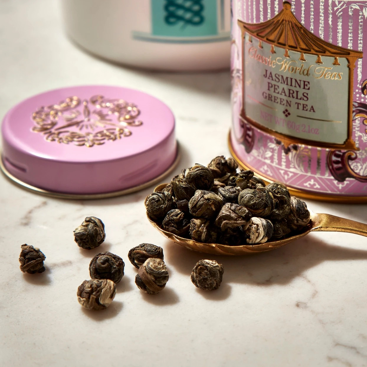 Fortnum & Mason Jasmine Pearls Loose Green Tea Tin 60g – Imported British Tea