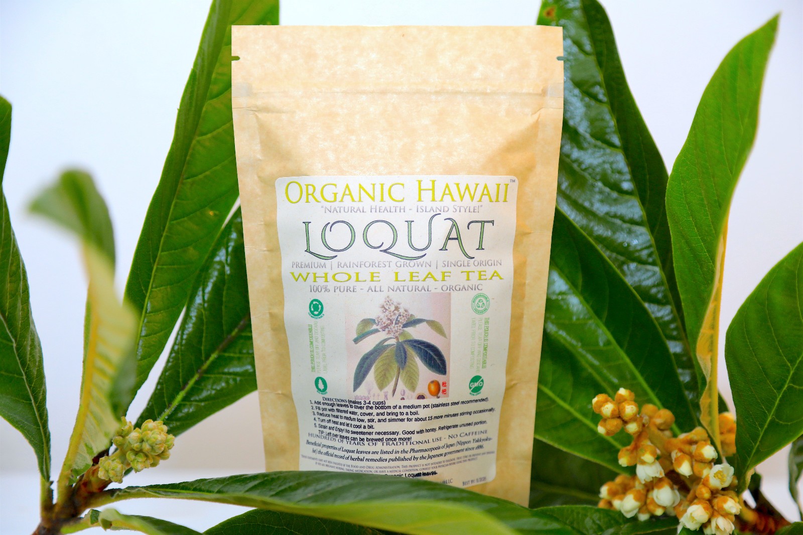 Organic Hawaii LOQUAT Whole Leaves for Tea FRESHLY DRIED Resealable Bag 9g /.3oz