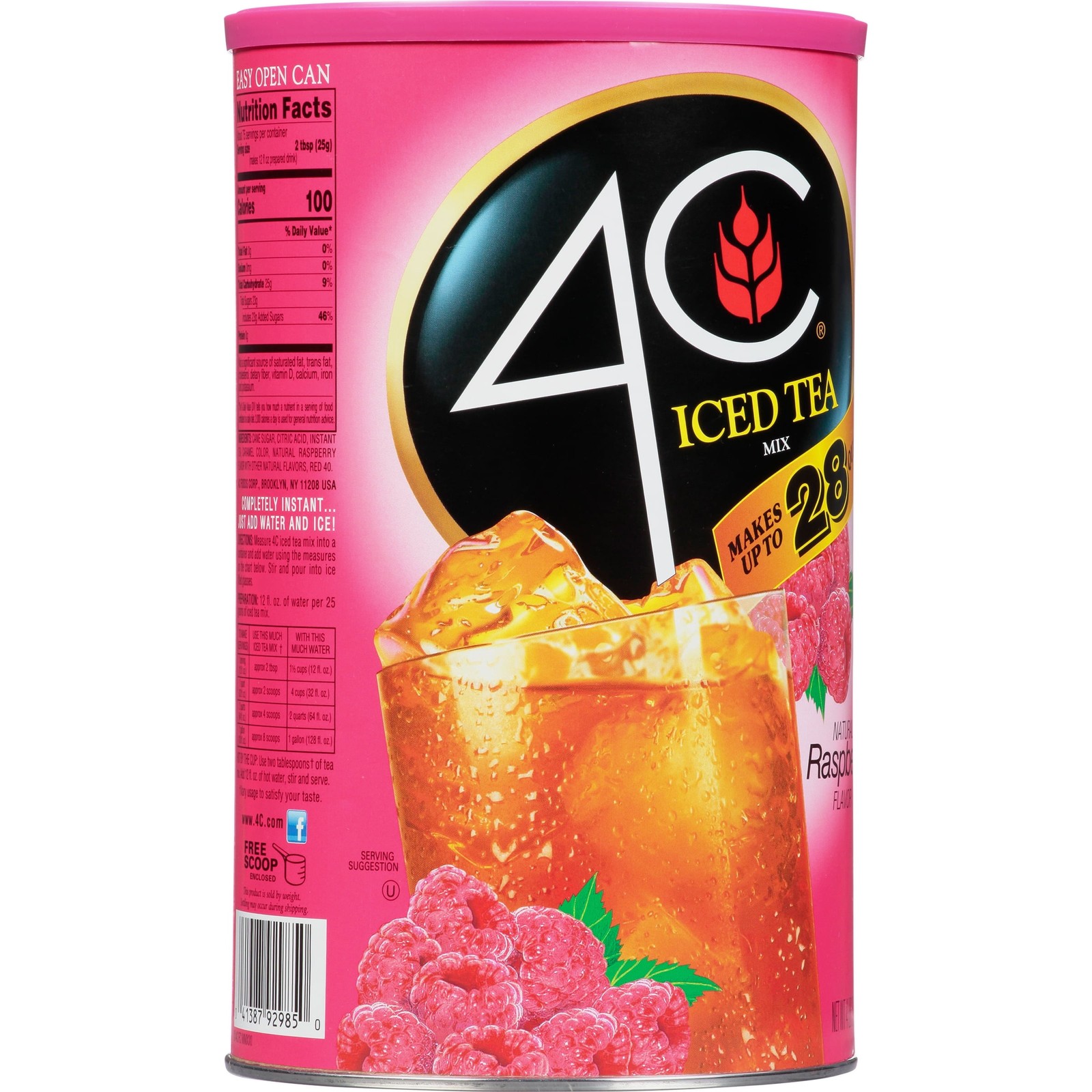4C Raspberry Iced Tea Mix, 66.1 oz, 1 Ct