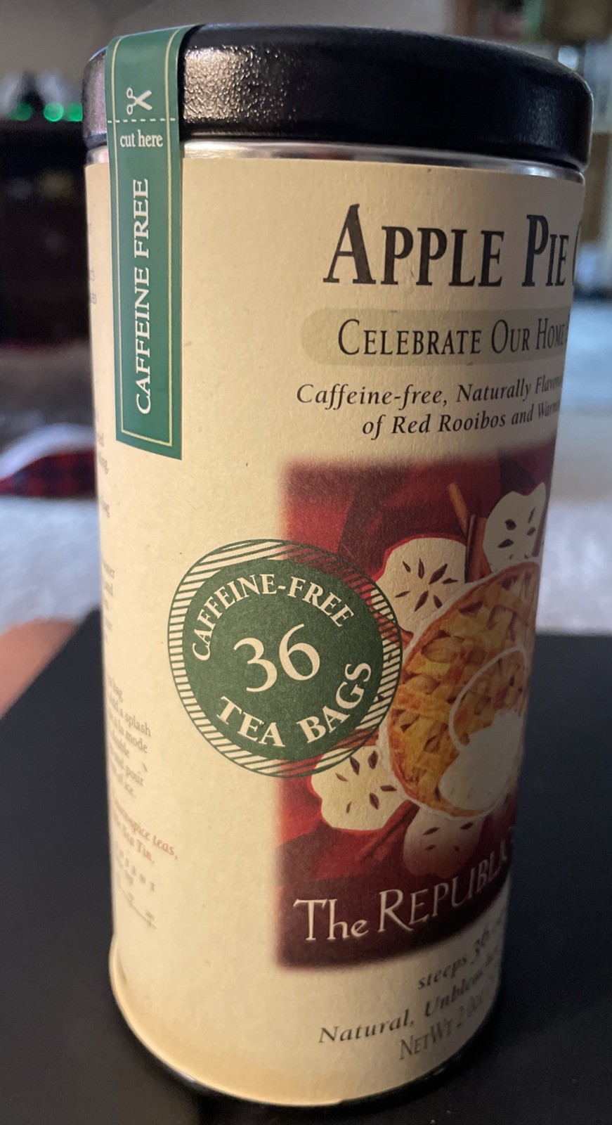 The Republic of Tea Apple Pie Chai — 36 Tea Bags, Exp 2026, Caffeine Free