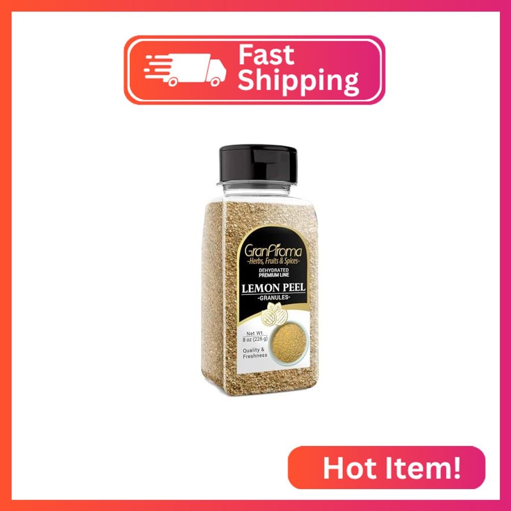 GranAroma Lemon Peel Granules, Versatile Seasoning, Teas, Dressings (8 Ounce)