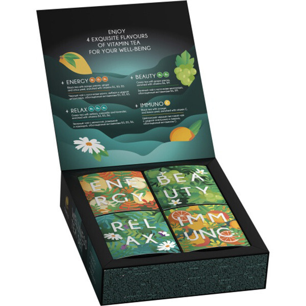 CURTIS Wellness tea set GIFT BOX 4 flavors 24 pyramids RF