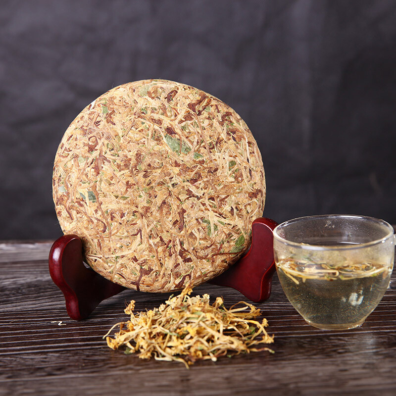 Premium Honeysuckle Tea Cake 200g Scented Chinese Tea Natural Squeezing Process