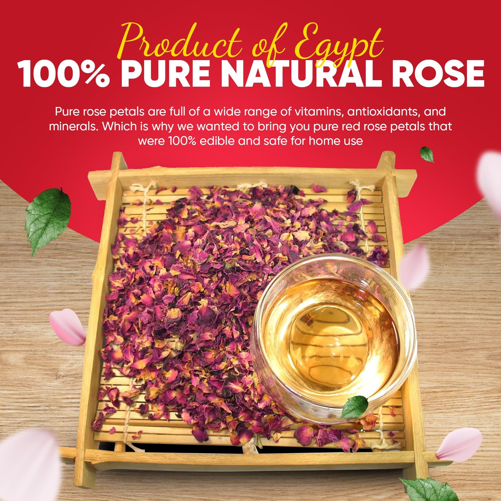 Rose Petals Dried Flowers in Resealable Pouch, Edible Flowers for Herbal Tea,…
