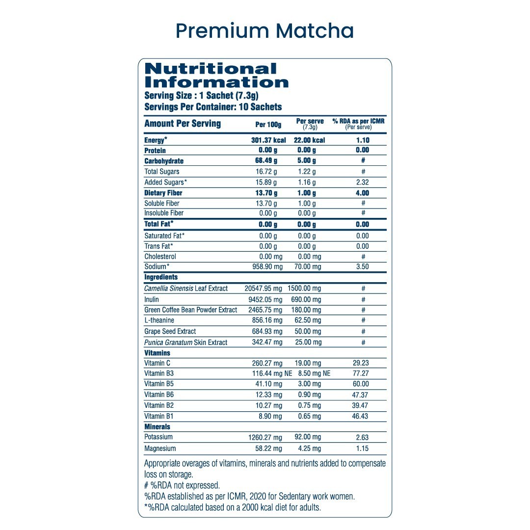 Unicity Premium Matcha Green Tea | Healthy functioning metabolism | 10 Sachets