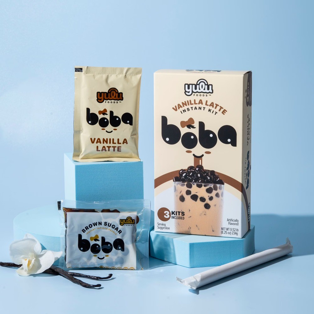 (3 pack) Instant Boba, Vanilla Latte Bubble Tea Kit, 3 Drinks