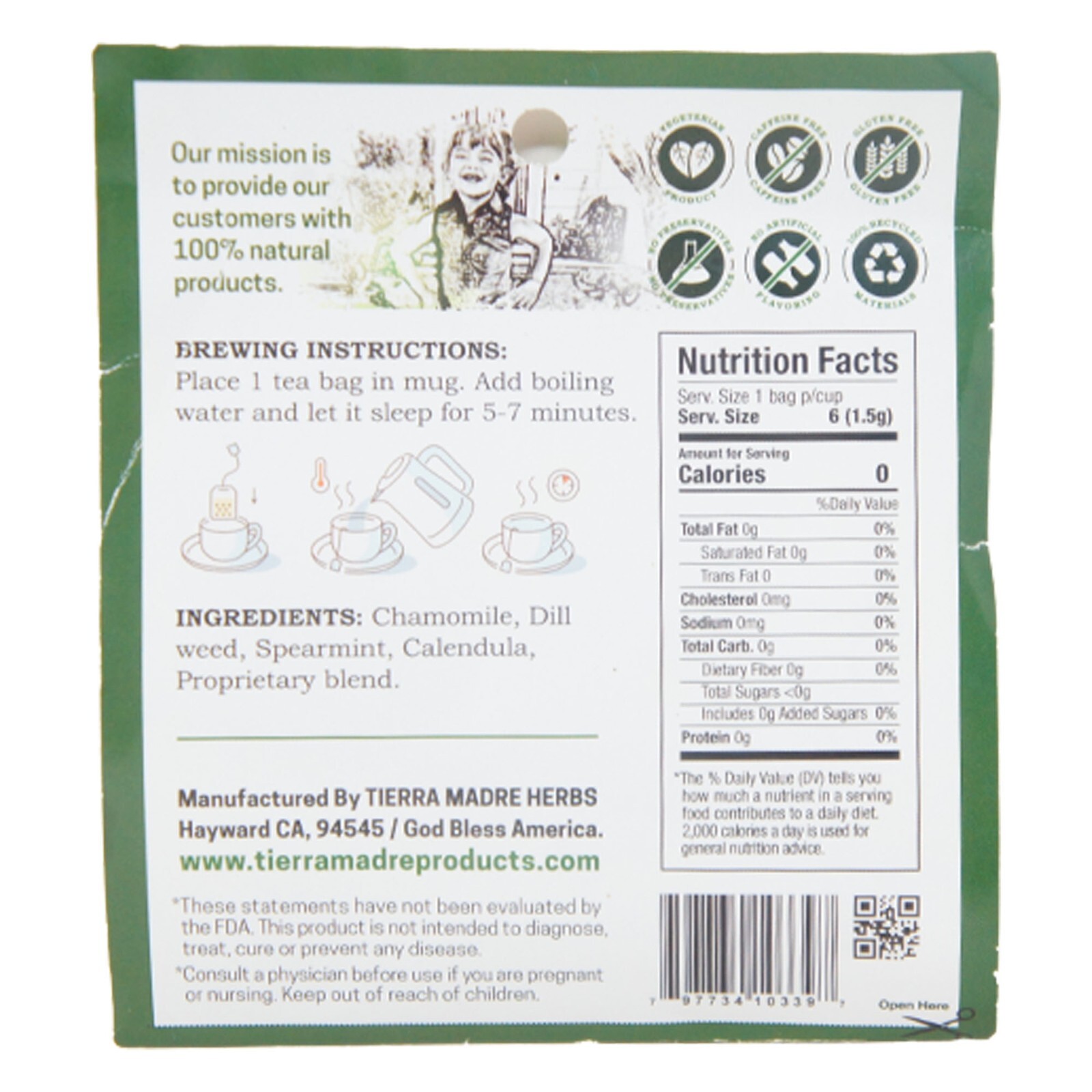 Tierra Madre Gastriti-S Tea Gastritis – Herbal Supplement 6 tea bag (6 Pack)