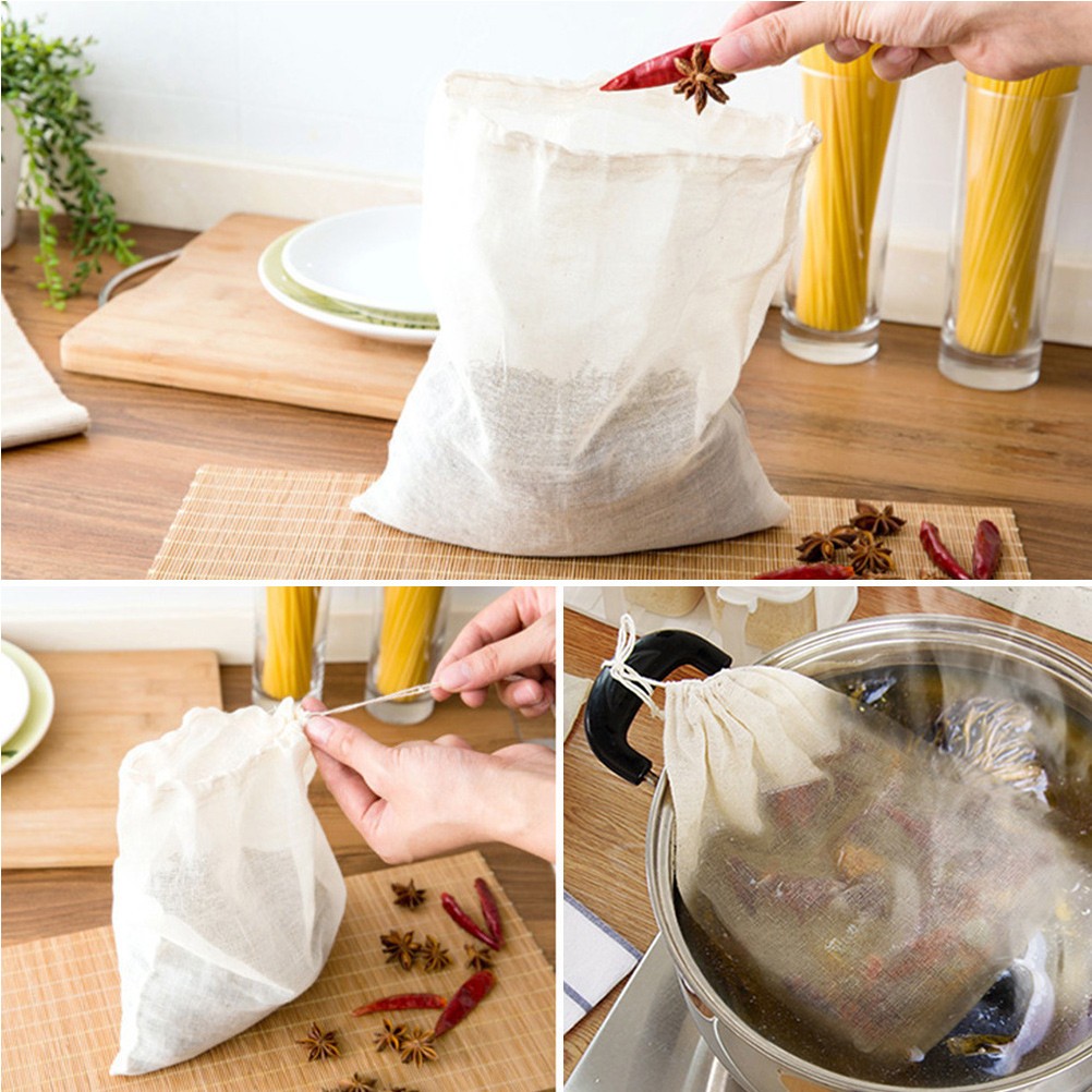 12Pcs Reusable Drawstring Soup Bags Soup Socks Spice Bags Tea Filter
