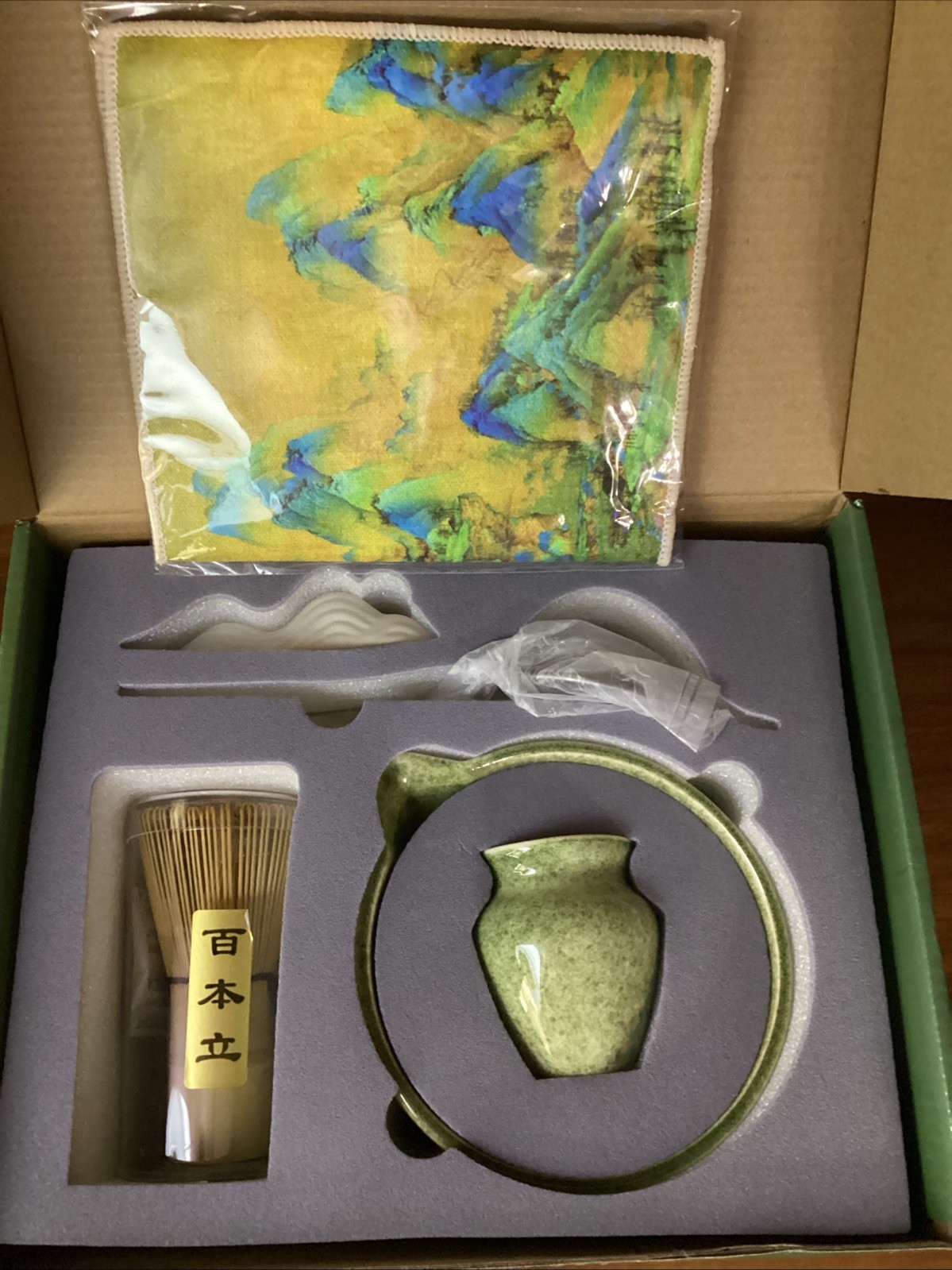 Matcha Tea Set Whisk, Bowl, Scoop, Stand, Cloth~ Ceremonial Made in Japan