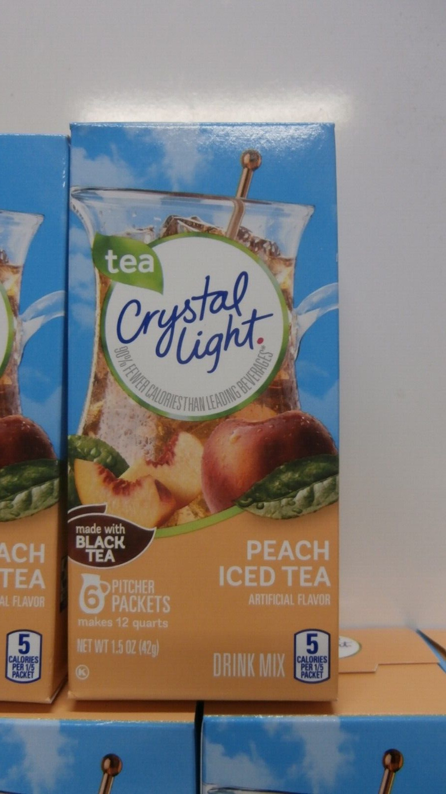 Case – 12ct Crystal Light Peach Tea 6 Packets in Each Box Powdered Drink Mix