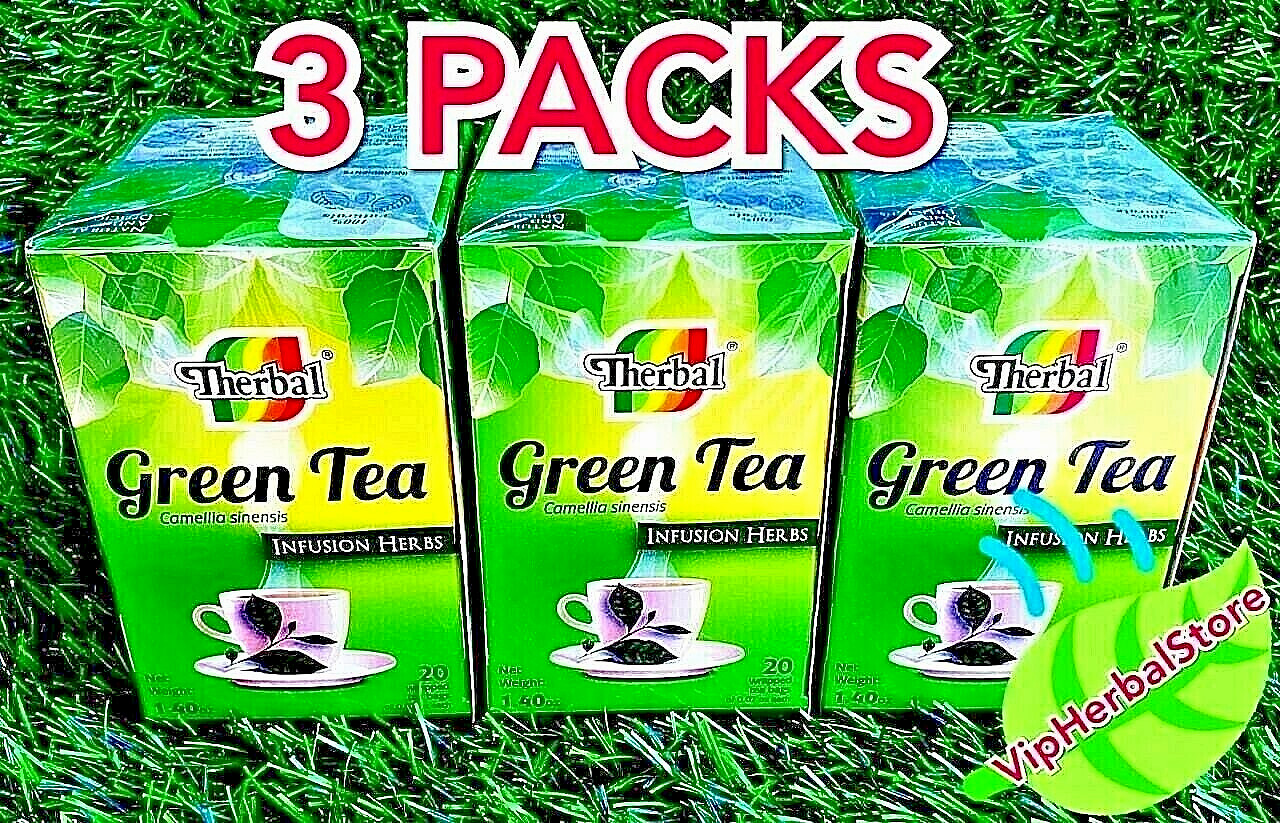 3 Packs GREEN TEA Camellia Sinensis TE VERDE 60 bags Therbal Made in Mexico