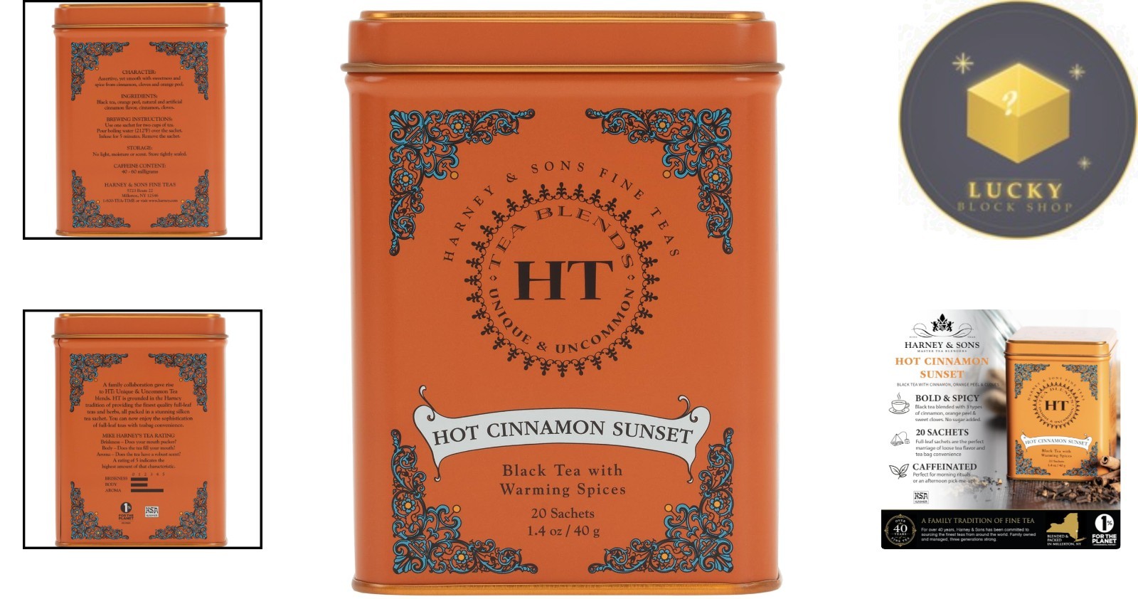 Medium Caffeine Hot Cinnamon Sunset Tea – Perfect for Cozy Mornings, 20 Count