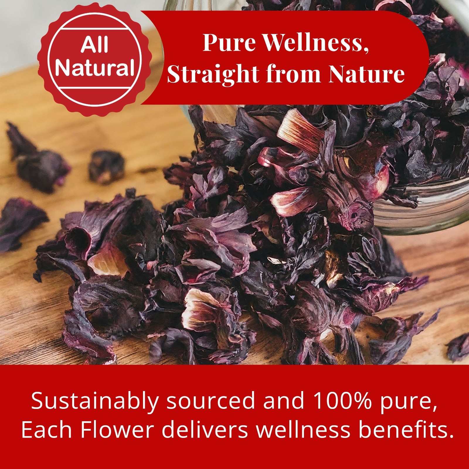 5.2 Oz 100% Premium Dried Hibiscus Flowers For Hibiscus Tea, Jaimaica Tea