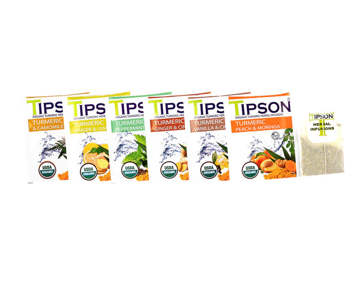 Tipson Turmeric Natural Herbal Infusions USDA Organic 25 Ceylon Tea Bags – 30g