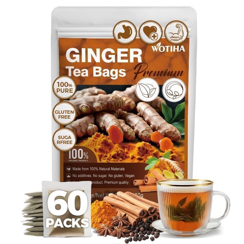 70 Count Premium Turmeric Ginger Cinnamon lemon Tea Bags 100% Natural HighCo…
