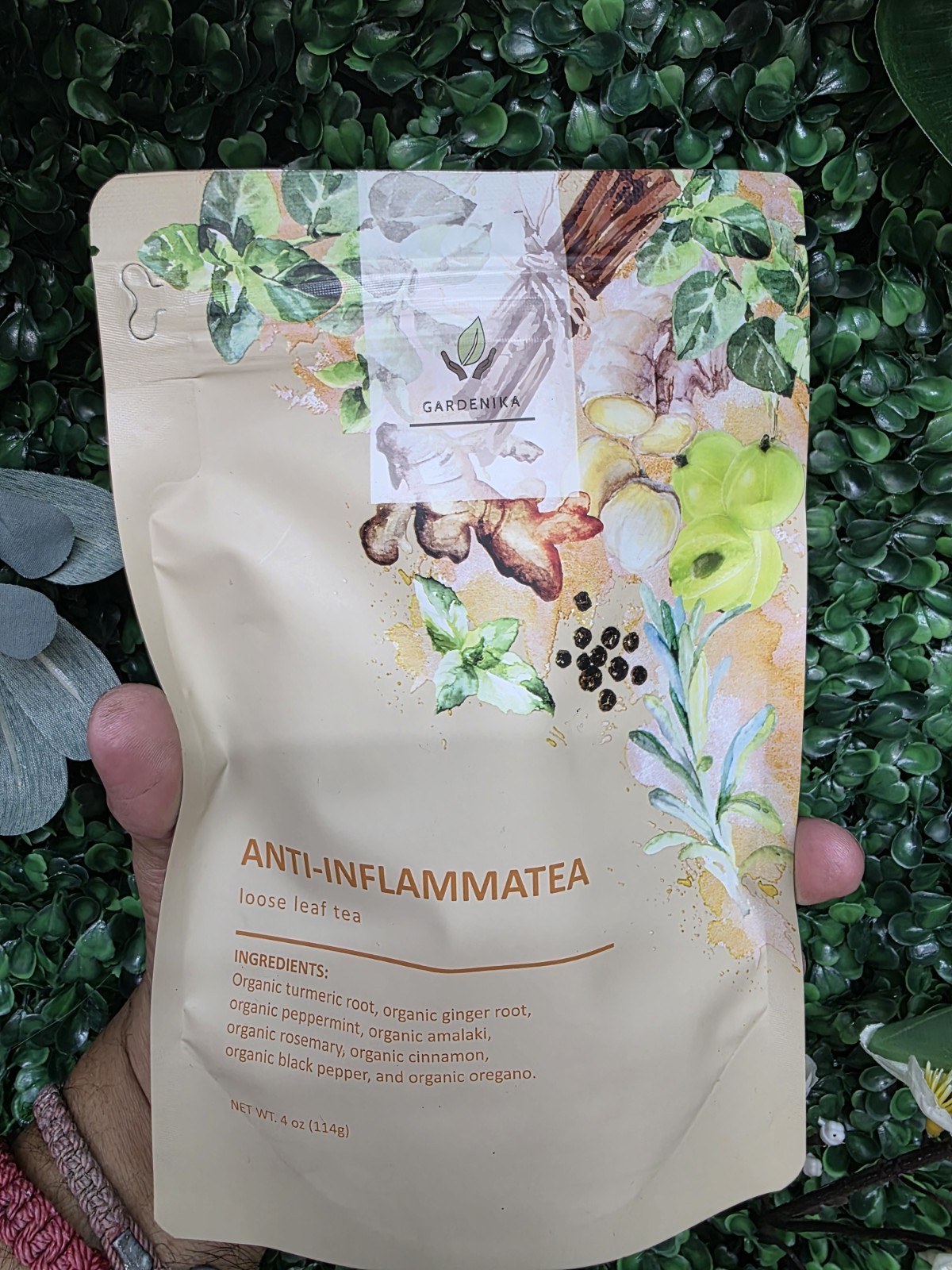 Gardenika Anti-limpieza Loose Leaf Tea 4 oz USDA Organic Turmeric Ginger