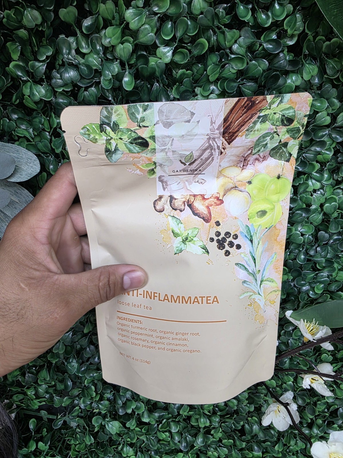 Gardenika Anti-limpieza Loose Leaf Tea 4 oz USDA Organic Turmeric Ginger