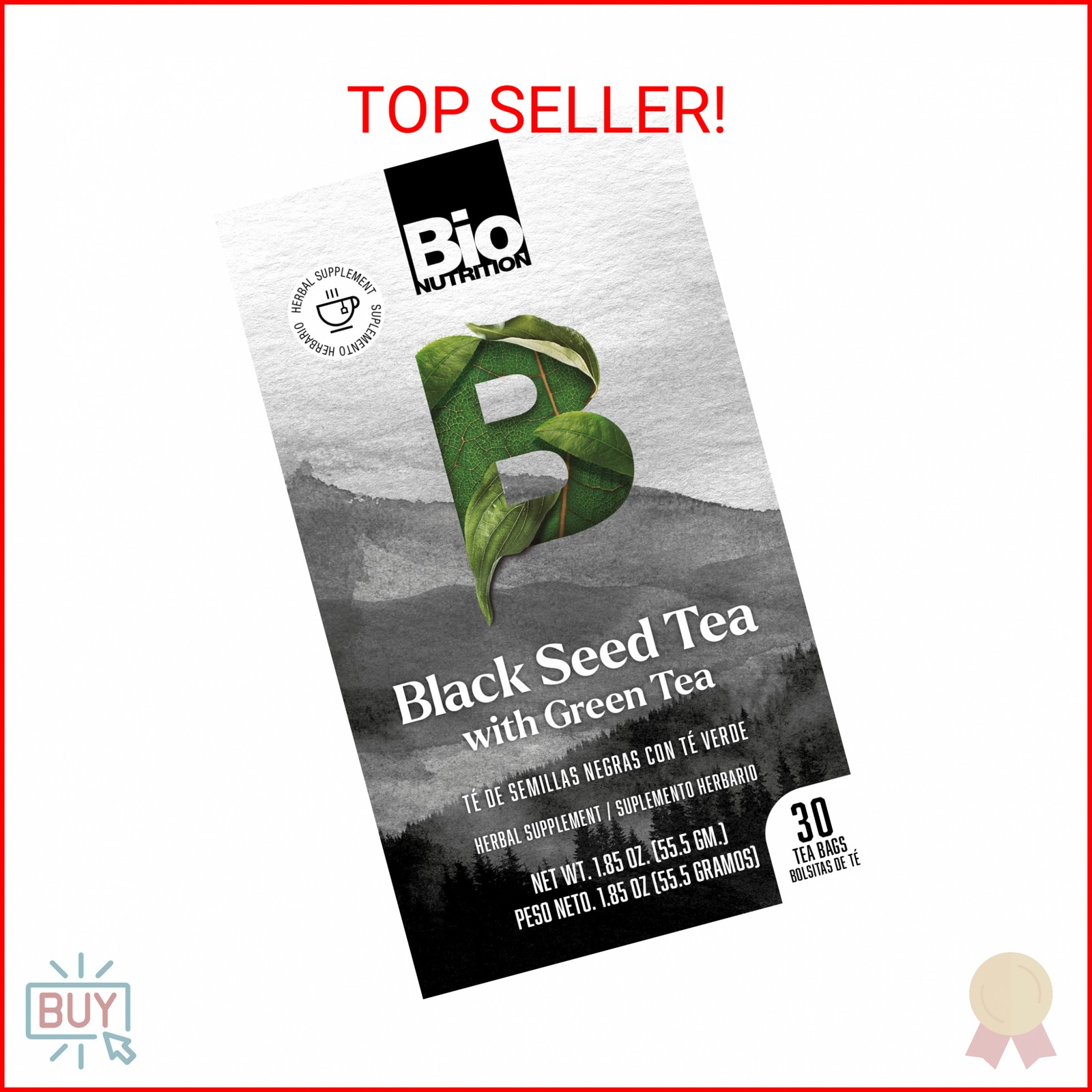Bio Nutrition Black Seed Tea with Green Tea, 30 Tea Bags (1.85 oz / 55.5 g)