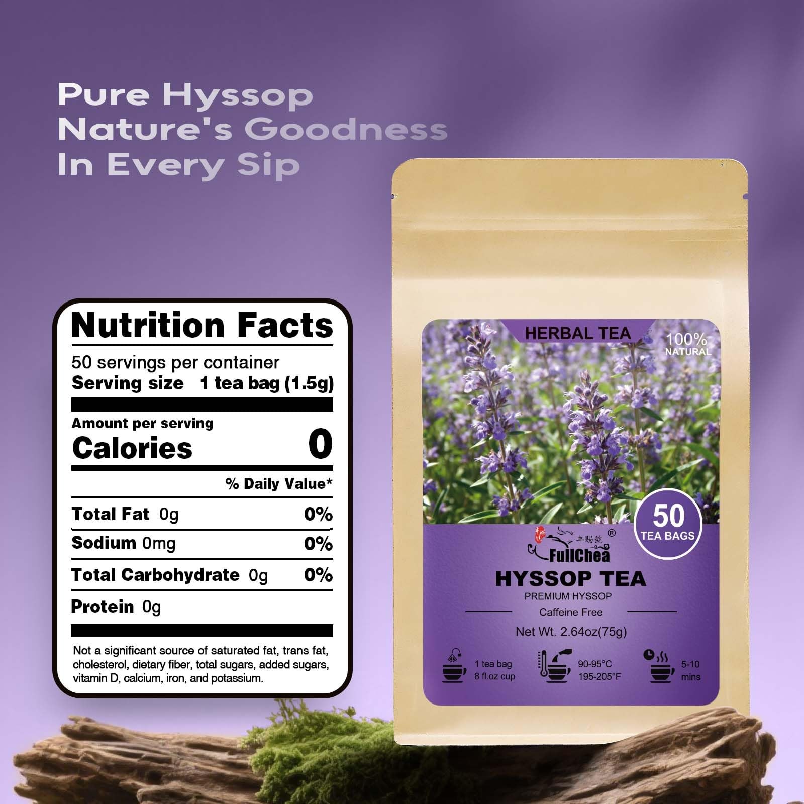 Organic Hyssop Herbal Tea Bags – 24 Count for Wellness Relaxation