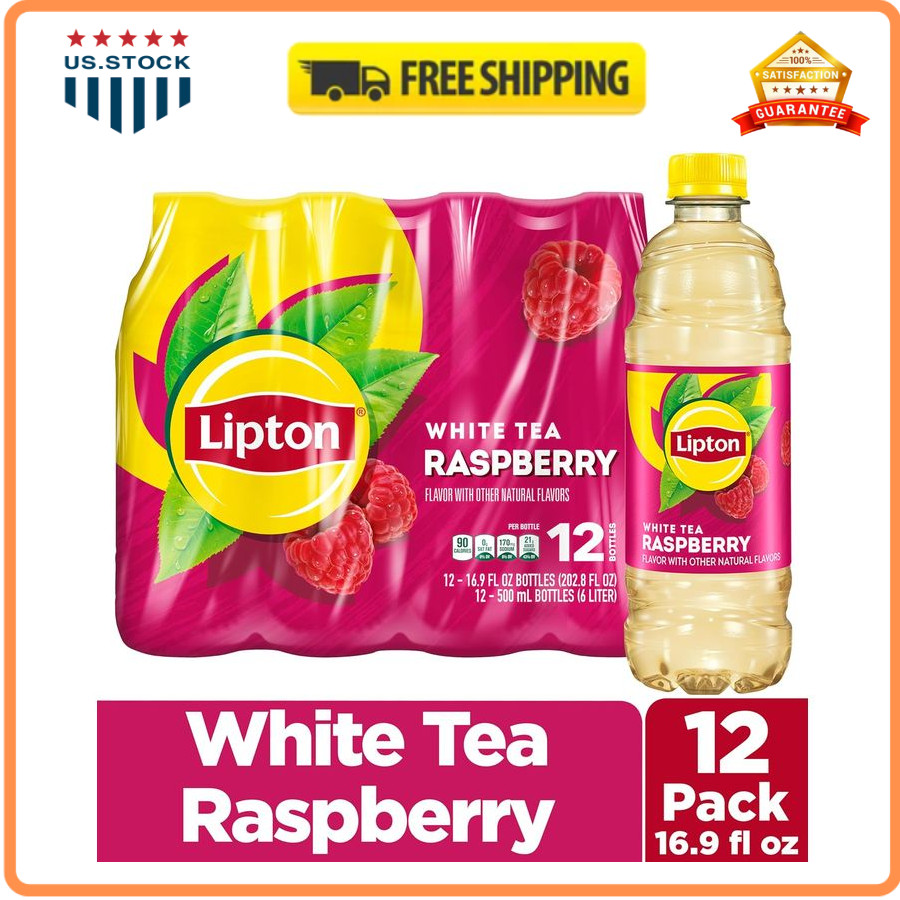 Lipton Raspberry White Tea 16.9oz 12 Pack Bottles Refreshing Drink