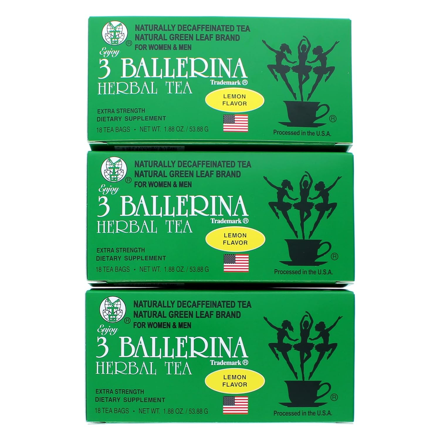 TEA DIETERS DRINK EXTRA STRENGH LEMON FLAVOR (3 Boxes, 18 Tea Bags , 1.88 Oz ）