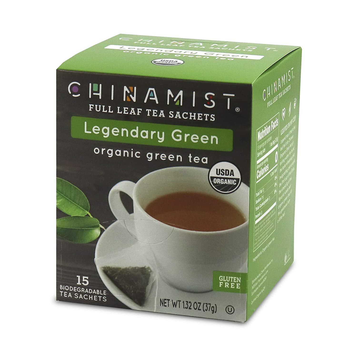 China Mist Legendary Green Organic Green Tea, 15 count box