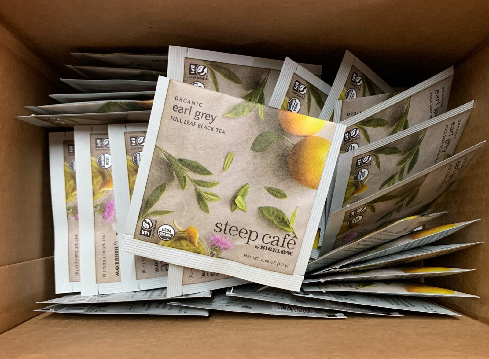 50 Pack Steep Cafe By Bigelow EARL GREY Organic Tea Bags Black Tea Steep Café