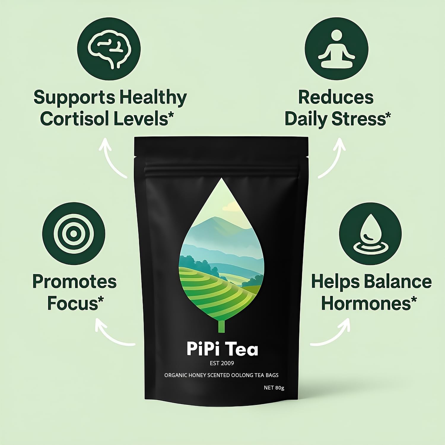 PiPi Tea Organic Oolong Bags – Whole Leaf, 20 (4g Each) 20 .