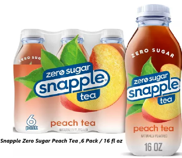 Snapple Zero Sugar Peach Tea ,6 Pack / 16 fl oz